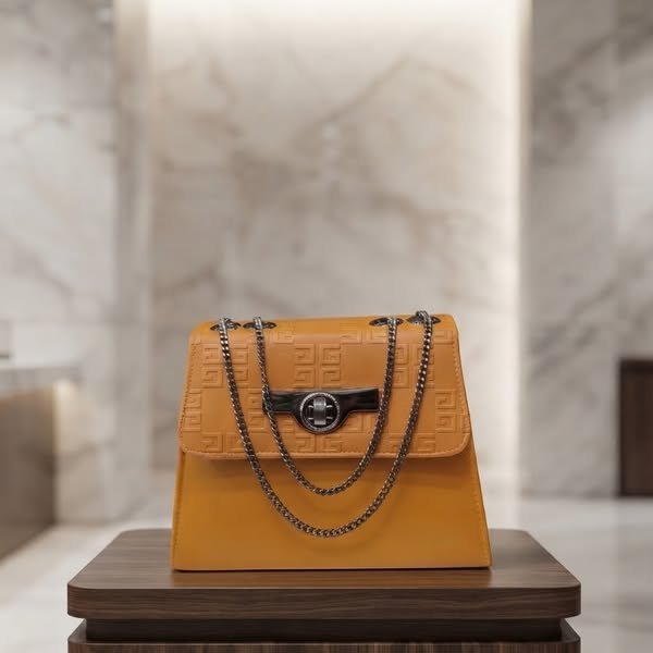 Geometric Debossed Flap Convertible Chain Shoulder Bag