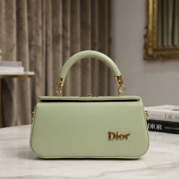 Sculptural Top-Handle Vanity Satchel in Sage Green