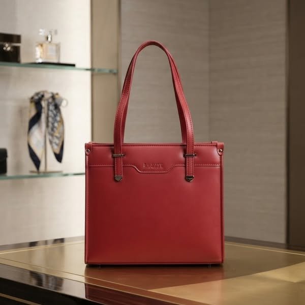 Terracotta Brick Red Structured Executive Tote Bag with Dual Shoulder Straps